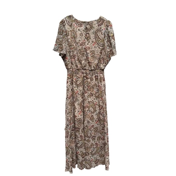 MSK Women's Paisley-Print Flutter-Sleeve Maxi Dress L Wedding Guest Office Wear - Picture 10 of 16